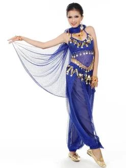 Belly Dance Costume Chiffon Women's Red Bollywood Dance Dress With Scarf