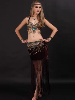 Belly Dance Costume Fringe Women Dancing Wear With Coin