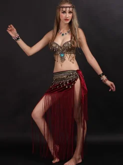 Belly Dance Costume Fringe Women Dancing Wear With Coin
