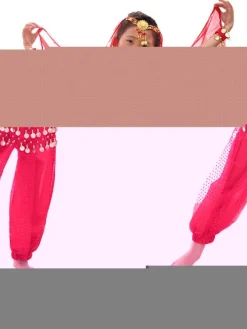 Belly Dance Costume Kids Red Chiffon Sleeveless Indian Bollywood Dancing Costumes