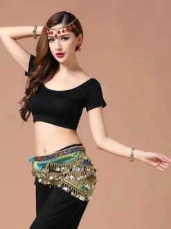 Belly Dance Costume Scarf Belt Blue Voile Bollywood Dancing Accessories