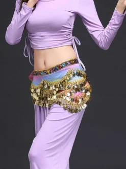 Belly Dance Costume Scarf Belt Blue Voile Bollywood Dancing Accessories