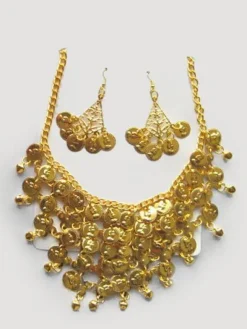 Belly Dance Jewelry Set Costume Gold Plastic Bollywood Dance Necklace Pendent Earrings