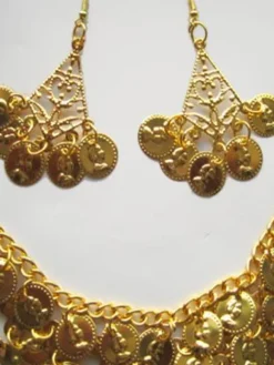 Belly Dance Jewelry Set Costume Gold Plastic Bollywood Dance Necklace Pendent Earrings