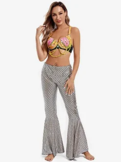 Belly Dance Pants Adult's Silver Set Polyester Sexy Women Dancing Wear