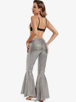 Belly Dance Pants Adult's Silver Set Polyester Sexy Women Dancing Wear