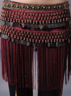 Belly Dance Waist Chain Adult's Fringe Red Accessory Polyester Sexy Women Performance Costume