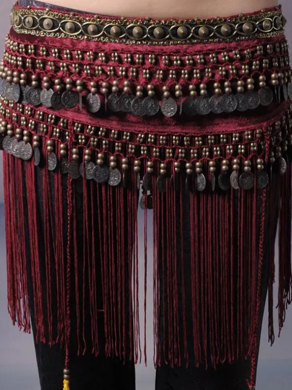 Belly Dance Waist Chain Adult's Fringe Red Accessory Polyester Sexy Women Performance Costume