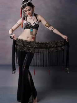 Belly Dance Waist Chain Adult's Fringe Red Accessory Polyester Sexy Women Performance Costume