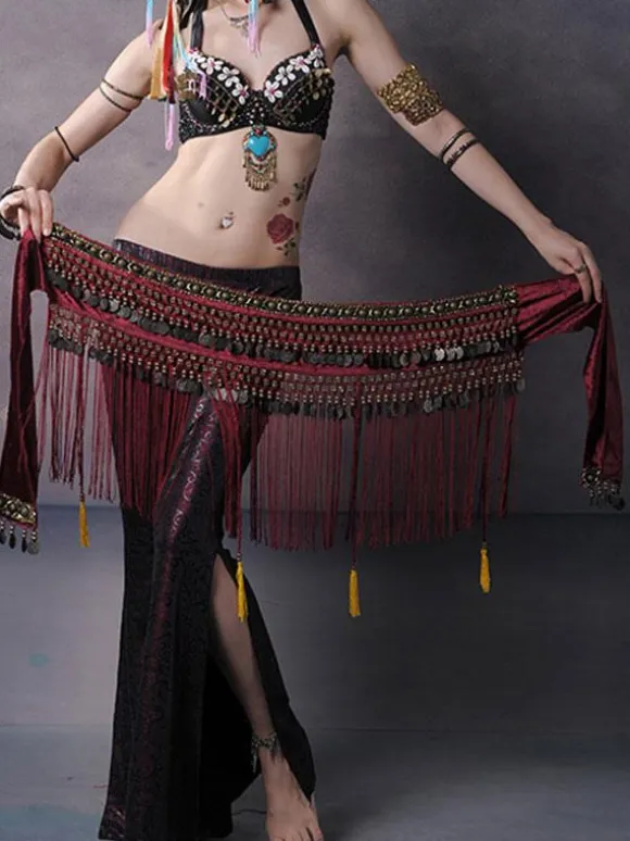 Belly Dance Waist Chain Adult's Fringe Red Accessory Polyester Sexy Women Performance Costume