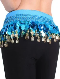 Belly Dancing Hip Scarf Blue Tiered Tassels Waist Chains Women's Belly Dance Costume Accessories