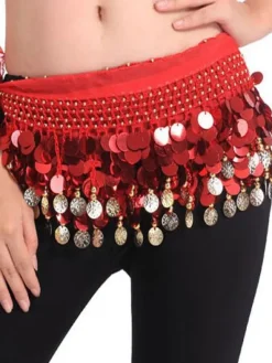 Belly Dancing Hip Scarf Blue Tiered Tassels Waist Chains Women's Belly Dance Costume Accessories
