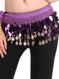 Belly Dancing Hip Scarf Blue Tiered Tassels Waist Chains Women's Belly Dance Costume Accessories
