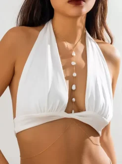 Belly Chain Pearl Chic Versatile Bikinis Beach Body Chain