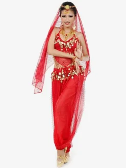 Belly Dance Blue Chiffon Women Performance Sleeveless Dancing Suit