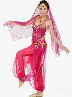 Belly Dance Blue Chiffon Women Performance Sleeveless Dancing Suit