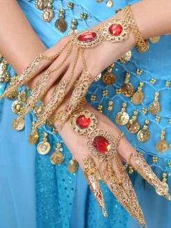 Belly Dance Costume Gold Synthetic Bollywood Dancing Nail Warp for Women