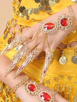 Belly Dance Costume Gold Synthetic Bollywood Dancing Nail Warp for Women