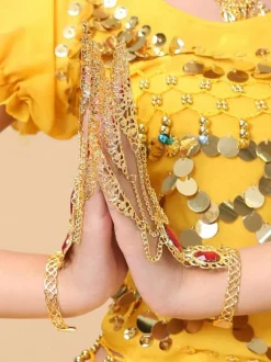 Belly Dance Costume Gold Synthetic Bollywood Dancing Nail Warp for Women