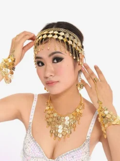 Belly Dance Costume Headgear Gold Synthetic Bollywood Dance Accessories for Women