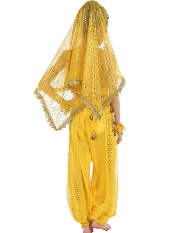 Belly Dance Costume Kids Blue Chiffon Sleeveless Indian Bollywood Dancing Costumes