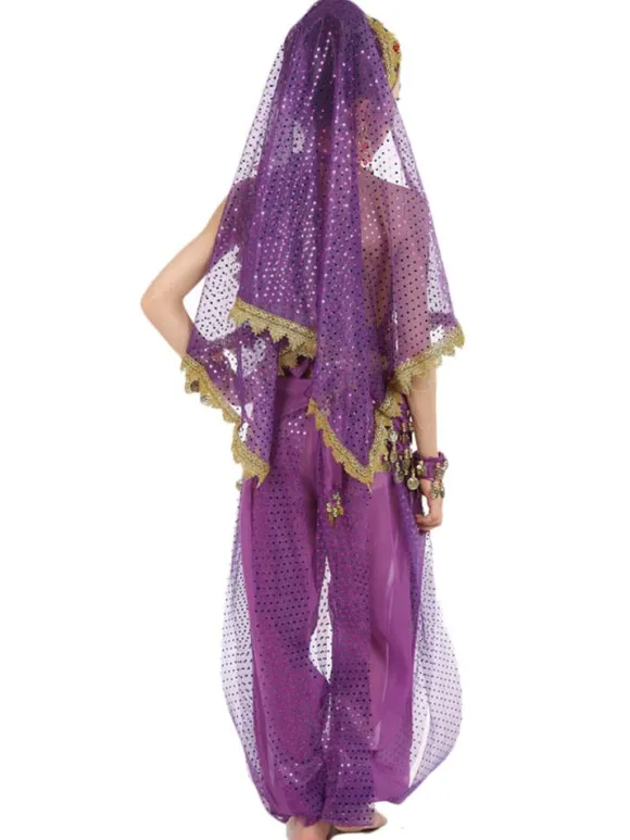 Belly Dance Costume Kids Blue Chiffon Sleeveless Indian Bollywood Dancing Costumes