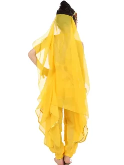 Belly Dance Costume Kids Yellow Chiffon Bollywood Indian Dancing Costumes