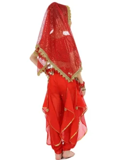 Belly Dance Costume Kids Yellow Chiffon Bollywood Indian Dancing Costumes