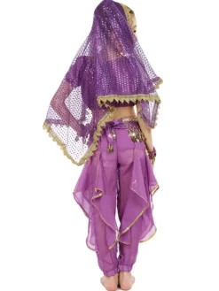 Belly Dance Costume Kids Yellow Chiffon Bollywood Indian Dancing Costumes