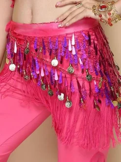 Belly Dance Costume Rose Red Polyester Bollywood Dancing Hip Scarf For Women