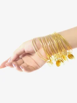 Belly Dance Costumes Bracelet Blond Metallic Embossed Women Performance Costume Accessory