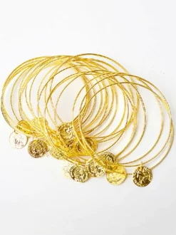 Belly Dance Costumes Bracelet Blond Metallic Embossed Women Performance Costume Accessory