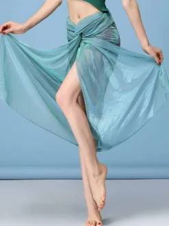 Belly Dance Costume Skirt Women Organza Split Belly Dancing Bottoms