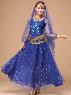 Belly Dance Costume Sparkled Chiffon Bollywood Dance Dress