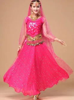 Belly Dance Costume Sparkled Chiffon Bollywood Dance Dress