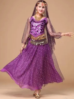 Belly Dance Costume Sparkled Chiffon Bollywood Dance Dress