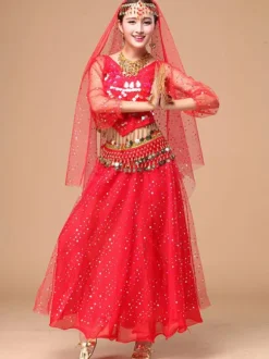 Belly Dance Costume Sparkled Chiffon Bollywood Dance Dress