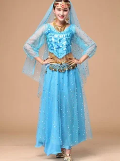 Belly Dance Costume Sparkled Chiffon Bollywood Dance Dress
