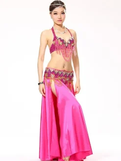 Belly Dance Costumes Royal Blue Satin Bollywood Dance Costume In 3 Piece Set