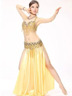 Belly Dance Costumes Royal Blue Satin Bollywood Dance Costume In 3 Piece Set