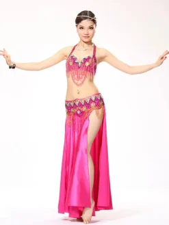 Belly Dance Costumes Royal Blue Satin Bollywood Dance Costume In 3 Piece Set