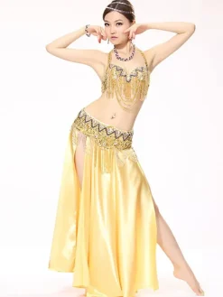 Belly Dance Costumes Royal Blue Satin Bollywood Dance Costume In 3 Piece Set