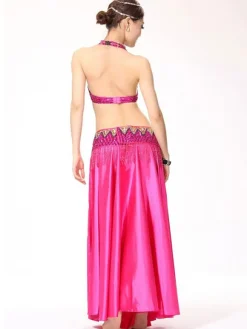 Belly Dance Costumes Royal Blue Satin Bollywood Dance Costume In 3 Piece Set