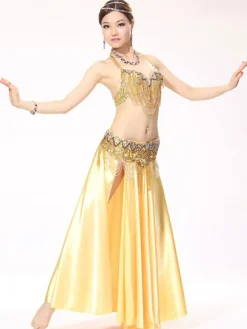 Belly Dance Costumes Royal Blue Satin Bollywood Dance Costume In 3 Piece Set