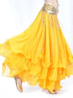 Belly Dance Long Skirt Ruffle Layered Women Dancing Wear Belt Not Included