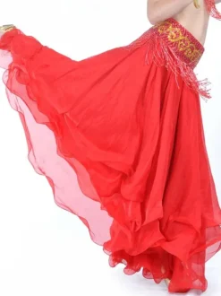 Belly Dance Long Skirt Ruffle Layered Women Dancing Wear Belt Not Included
