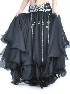 Belly Dance Long Skirt Ruffle Layered Women Dancing Wear Belt Not Included