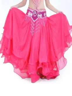 Belly Dance Long Skirt Ruffle Layered Women Dancing Wear Belt Not Included