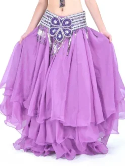 Belly Dance Long Skirt Ruffle Layered Women Dancing Wear Belt Not Included