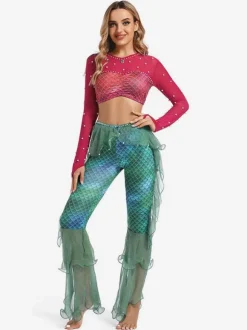 Belly Dance Pants Adult's Purple Christmas Set Polyester Sexy Women Performance Costume